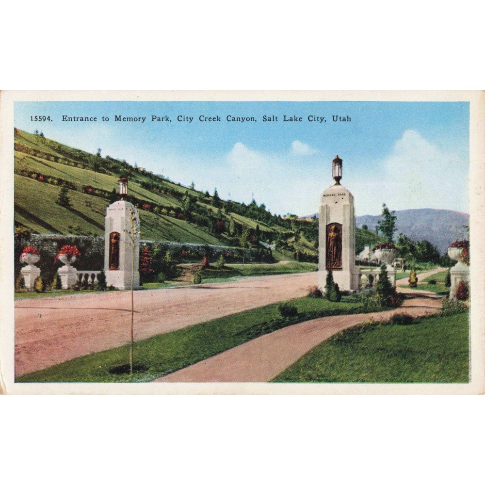 Vintage Memory Park City Creek Canyon Salt Lake City Utah Linen Postcard 15594